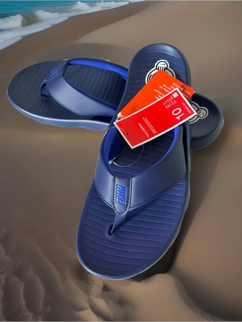 Nike Marina Men's Size 10 Flip-Flop Sandals. Midnight Navy Blue. New In Box